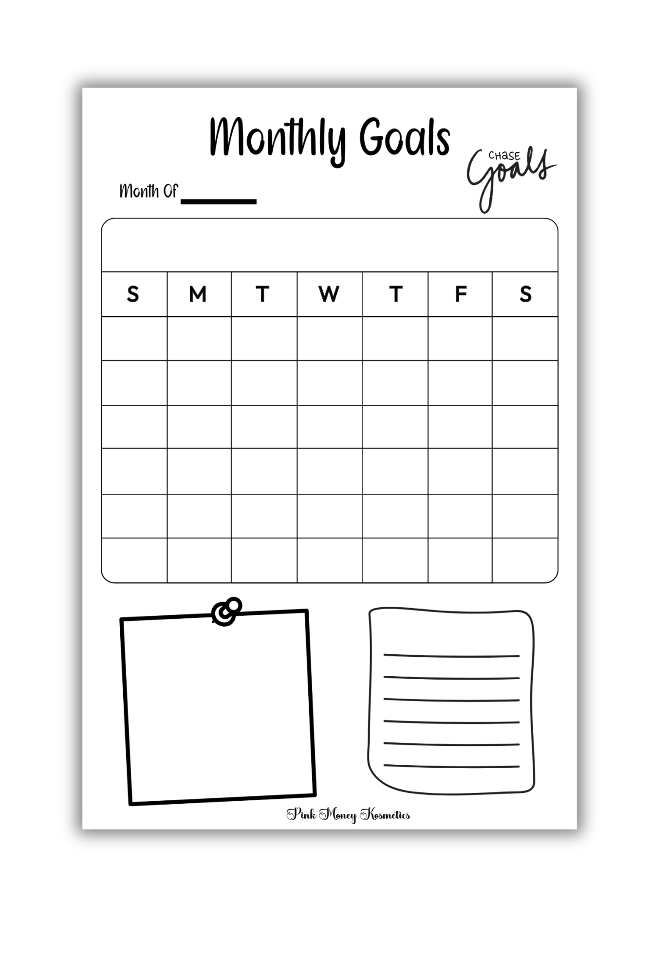Monthly Goals Tracker (Digital Files)