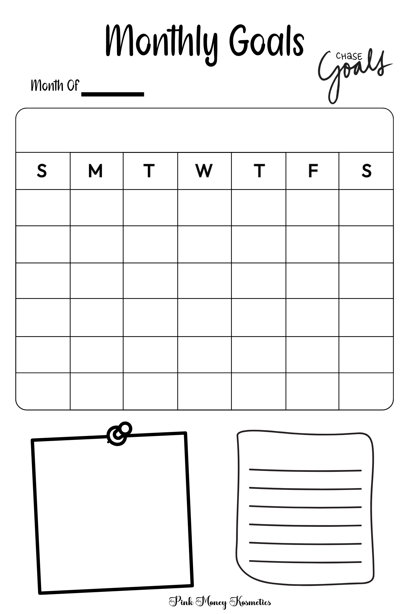 Monthly Goals Tracker (Physical File)