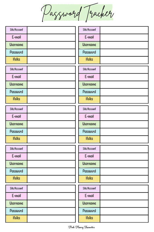 Password Tracker (Physical File)