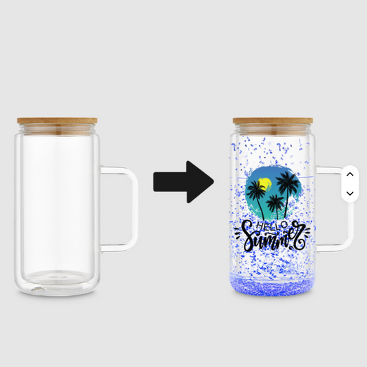 16OZ Snowglobe Glass Cup With Handle (WILL BE MADE ON LIVE)